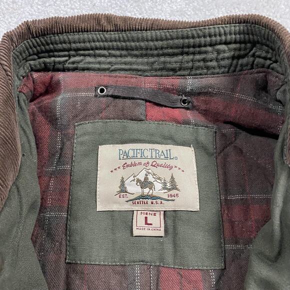 Pacific Trail Jacket Mens L Green Barn Coat Field Style Corduroy Collar - Picture 2 of 6